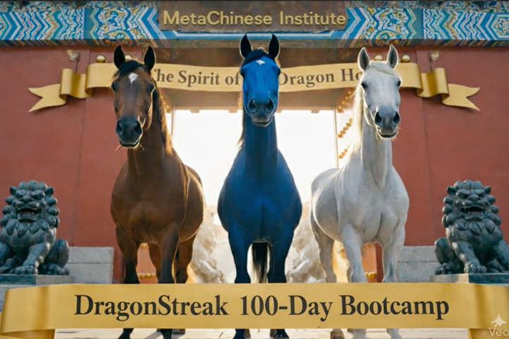 Three horses at the Forbidden City symbolize the speed of the MetaChinese 100-Day DragonStreak™ Bootcamp.